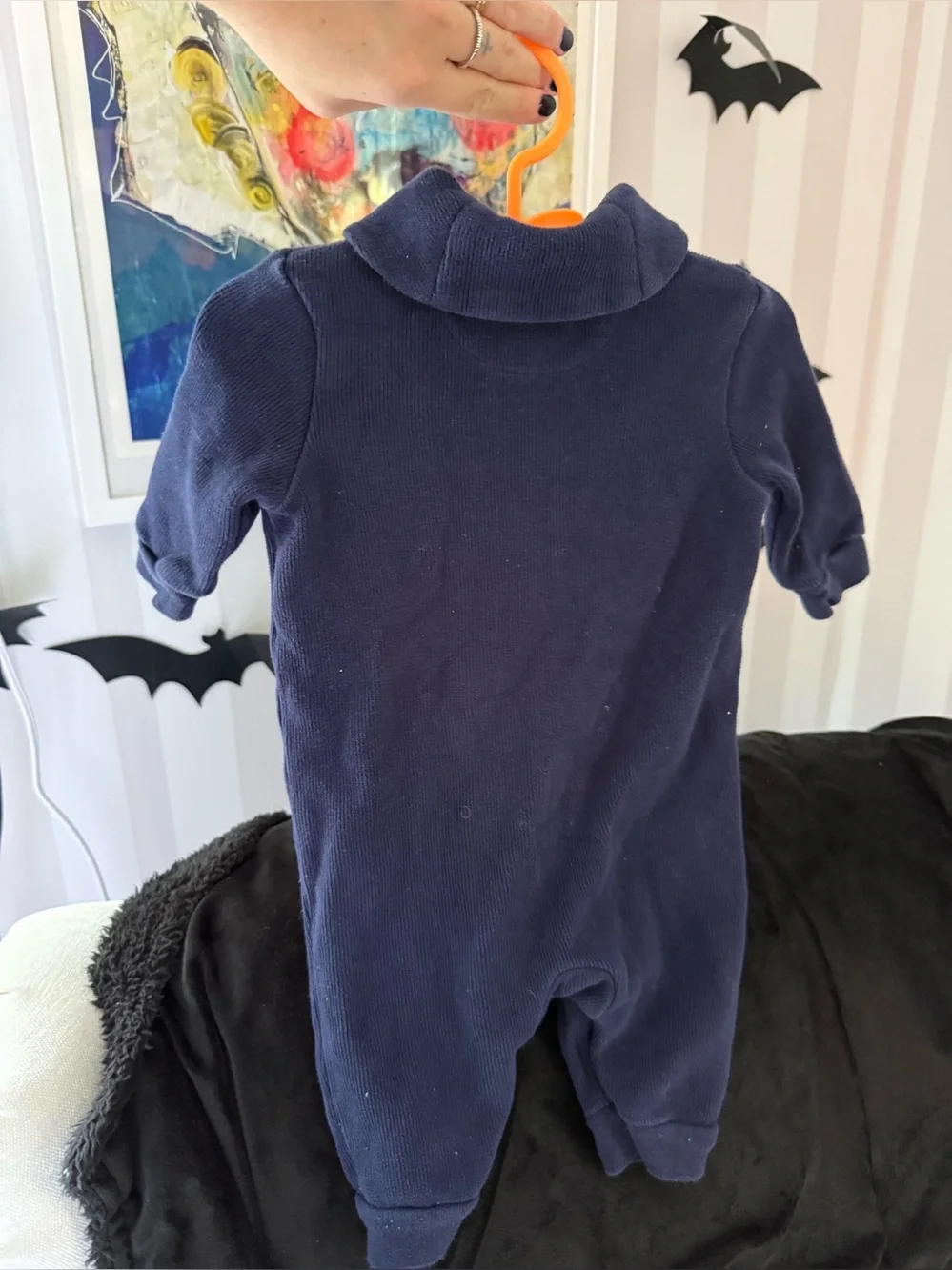 Ralph Lauren Navy Hooded One-Piece Bodysuit